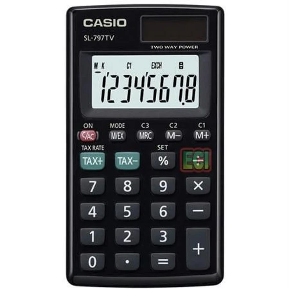 8 Hane Siyah Cep Tipi Hesap Makinesi SL-797Tv-Bk ürün görseli 1