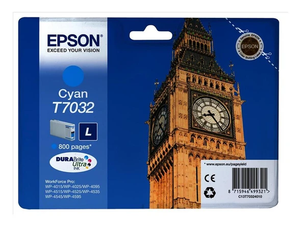 T7032 Cyan Mavi 800 Sayfa Mürekkep Kartuş T70324010 ürün görseli 1