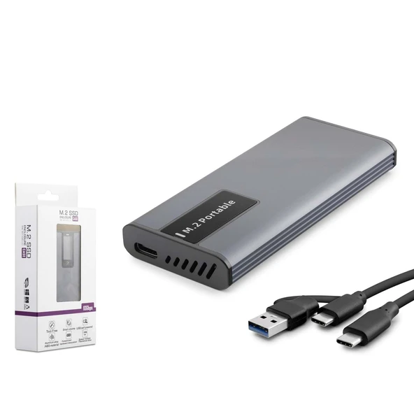 Hadron Hdx1781 Ssd Kutu Type-C3.1 + Usb3.0 Ngff Alimünyum + Plastik M2 Chip Rtl9201R Rgb Gr (Boş Kutu) ürün görseli 1
