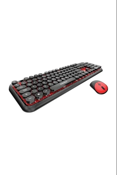 Round Km-6282 Siyah Kırmızı Kablosuz Qmultimedia Klavye + Mouse Set ürün görseli 1