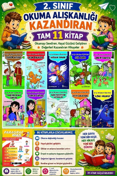 2. Sınıf Okuma Alışkanlığı Kazandıran Okumayı Sevdiren Tam 11 Kitap - 12 ürün görseli 1