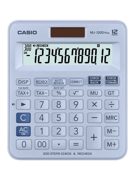 Casio Mj-120D Plus Açık Mavi İşlem Kontrollü 12 Hane Masa Üstü Hesap Makinesi ürün görseli 1