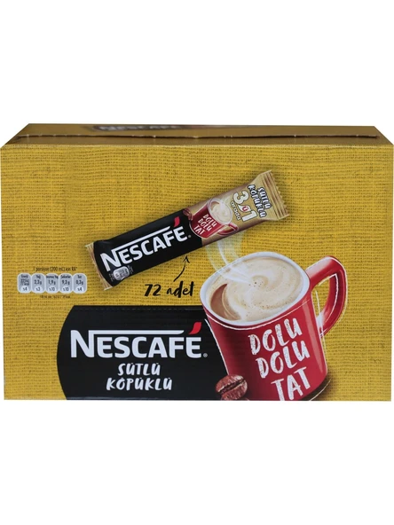 Nestle Nescafe 3Ü1 Arada Sütlü Köpüklü 17,4Gram 12584220 (72 Li Paket) ürün görseli 1