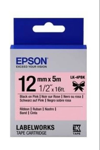 Lk-4Pbk Siyan Üzeri Pembe 12Mm 5Metre Etiket ürün görseli 1
