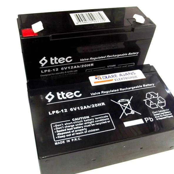 Ttec 6V 12Ah Bakımsız Kuru Akü ürün görseli 1