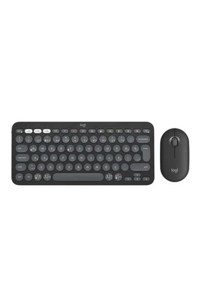 920-012245 Grafit Pebble 2 Combo Çoklu Sessiz Kablosuz Türkçe Q Klavye Mouse Seti ürün görseli 1