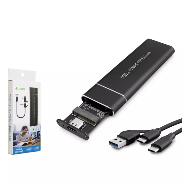Hadron Hdx1768 Ssd Kutu Type-C3.1 + Usb3.0 Nvme M2 ürün görseli 1