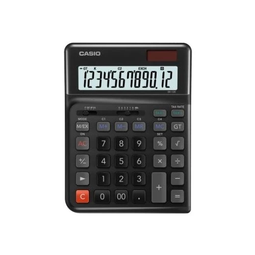 De-12E-Bk Siyah 12 Hane Masa Üstü Ergonomik Tuşlu Hesap Makinesi ürün görseli 1
