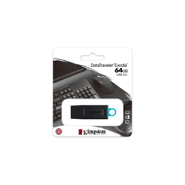 Dtx-64Gb 64Gb Usb3.2 Gen 1 Datatraveler Exodia (Black + Teal) Flash Bellek ürün görseli 1
