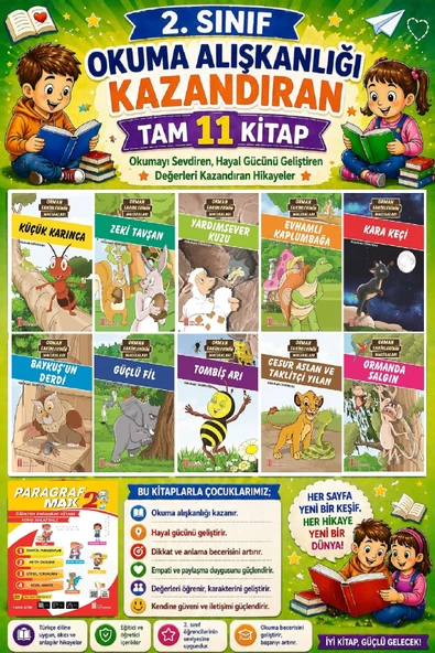 2. Sınıf Okuma Alışkanlığı Kazandıran Okumayı Sevdiren Tam 11 Kitap - 11 ürün görseli 1
