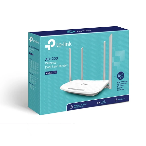 Archer C50 Dual Bant 4 Port Kablosuz Router Ac1200 ürün görseli 1
