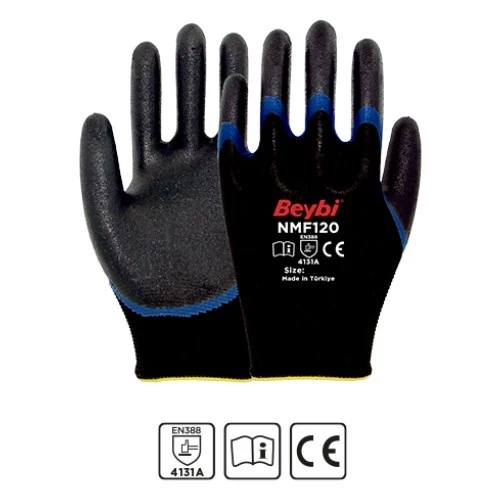 Nmf120 10 Beden Mikro Köpük 1-2 Nitril Kaplı Polyester Örgü İş Eldiveni (12 Li Paket) ürün görseli 1