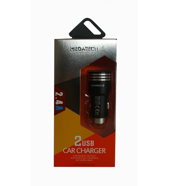 T05-M24 Gri 2.4A 2Usb Çelik Araç Şarj Aleti ürün görseli 1