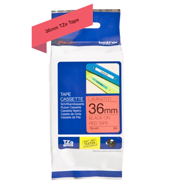 36 Mm Kırmızı Üzeri Siyah Laminasyonlu Etiket Tze-461 ürün görseli 1