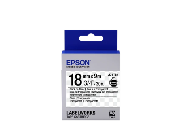 Lk-5Tbn Clear Siyah Üzeri Beyaz 18Mm 9Metre Etiket ürün görseli 1