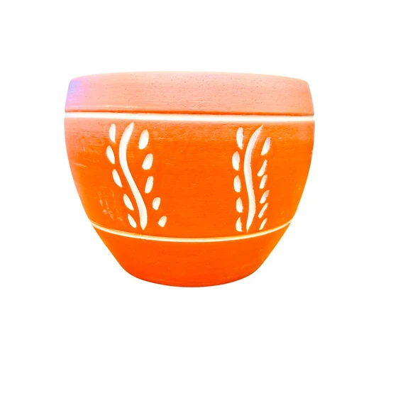 Bitki Tasarımı Nakış Desenli Terrakota Toprak Saksı Saksılık Salon Çiçeklik - 15 Cm ürün görseli 1