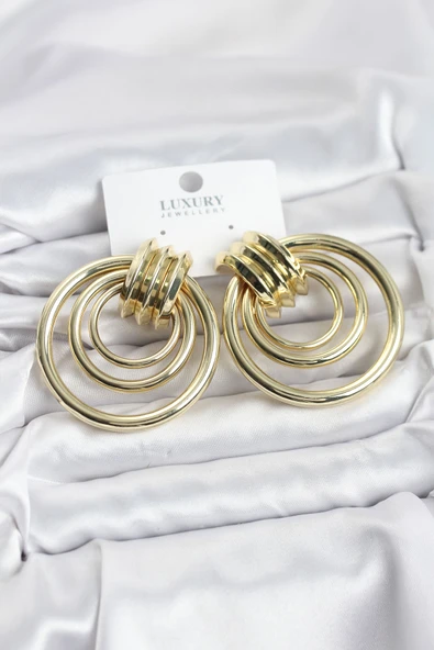 Pirinç Gold Renk Halka Model Vintage Kadın Küpe - EBJ260123W39177 ürün görseli 1