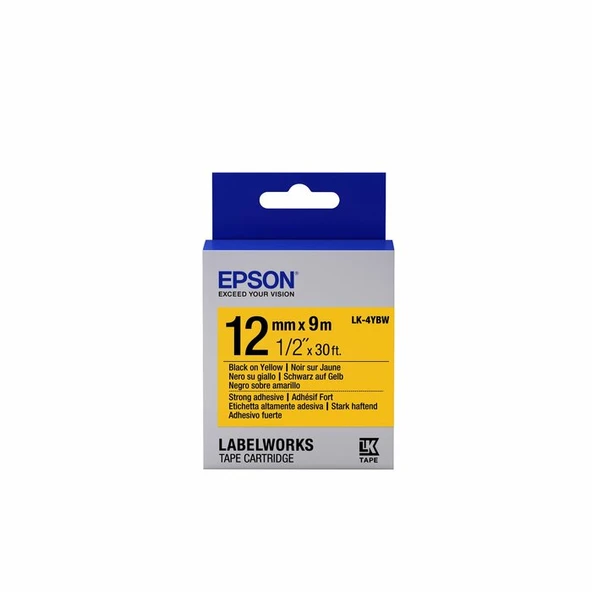 Lk-4Ybw Strong Siyah Üzeri Beyaz 12Mm 9 Metre Etiket ürün görseli 1