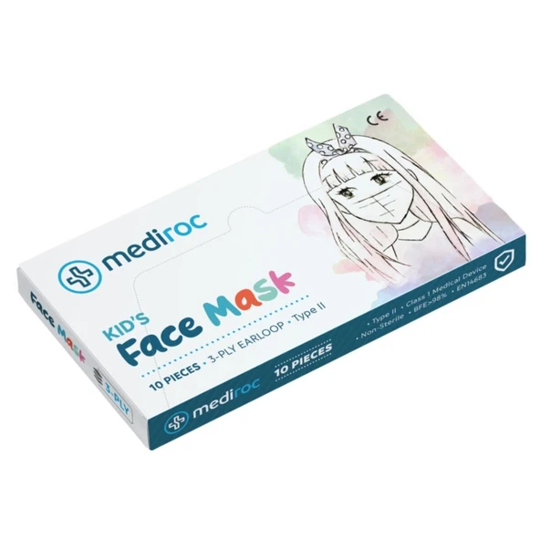 Beyaz Stl3Ply Melt Blown Koruyucu Çocuk Maskesi (10 Lu Paket) ürün görseli 1