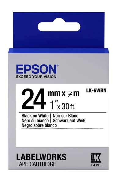 Lk-6Wbvn Siyah Üzeri Beyaz 24Mm 7Metre Etiket ürün görseli 1