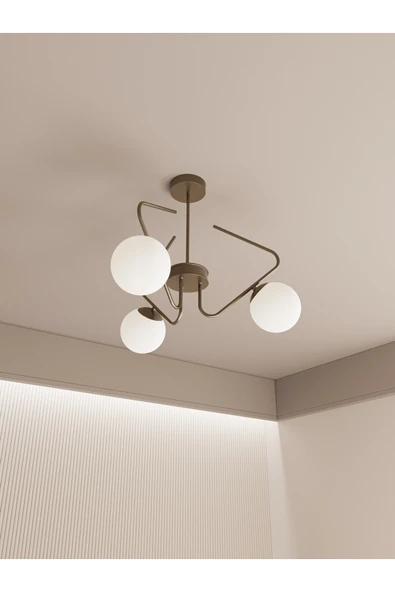 avizade Lunor 3’lü Eskitme Avize - Beyaz Camlı Modern Salon Mutfak Aydınlatma - Elektrostatik Boyalı ürün görseli 1
