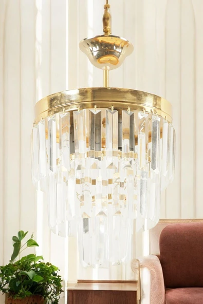 avizade Lüks Gold Kristal Taşlı Modern Plafonyer Avize. Salon/Mutfak/Antre/Oturma Odası/Mağaza/ShowRoom ürün görseli 1