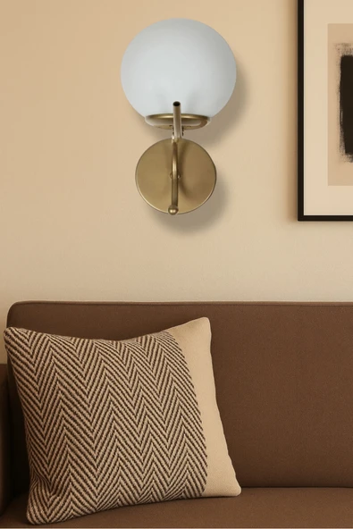 avizade Merla Eskitme Metal Tekli Beyaz Cam Pilli Aplik-minimalist Duvar Lambası-modern Duvar Aydınlatma ürün görseli 1