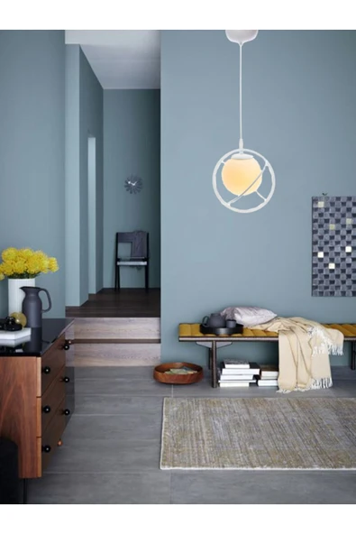 avizade Tekli Beyaz, Beyaz Camlı Avize-modern-endüstriyel-sarkıt Avize-salon-mutfak-çocuk Odası-oturma Odası ürün görseli 1