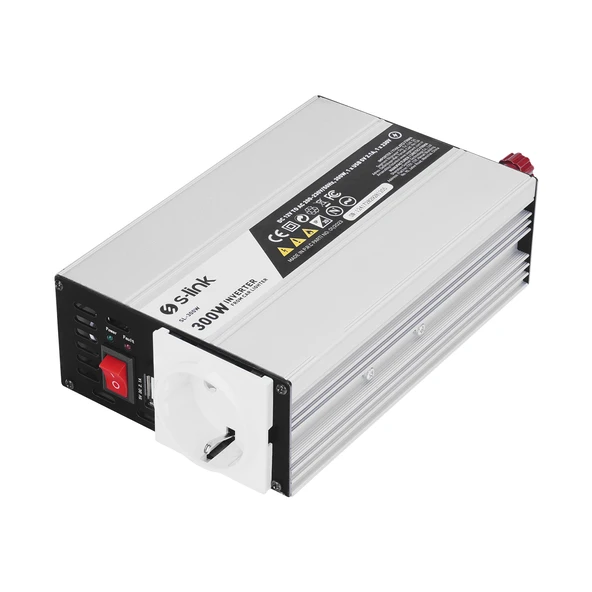 S-Link Sl-300W 300W Dc12V-Ac230V Çakmaktan Power İnverter ürün görseli 1