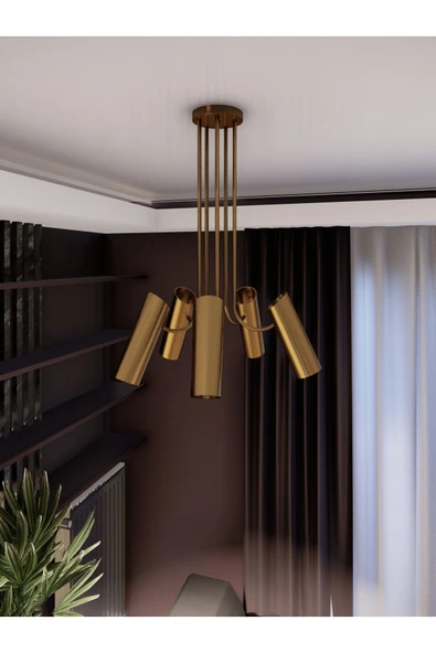 avizade Lyra Eskitme Gold 5’li Spot Avize (GU10 DUY) ürün görseli 1