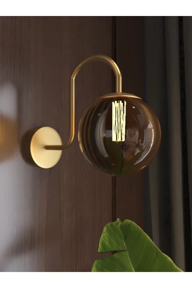 avizade NOA Pilli Eskitme Metal Bal Cam Modern Tasarımlı Kıvrak Duvar Aplik ürün görseli 1