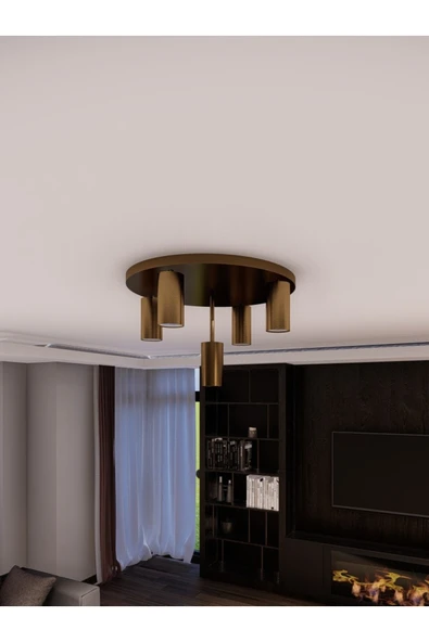 avizade ÖZEL Miren Eskitme Sabit Başlıklı 5'li Spot Led Tavan Avizesi - Retro Stil ürün görseli 1