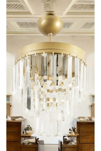 avizade (KAMPANYAYA ÖZEL) Lüks Eskitme Kristal Taşlı Modern Plafonyer Avize. Salon/mutfak/antre/oturma Odası ürün görseli 1