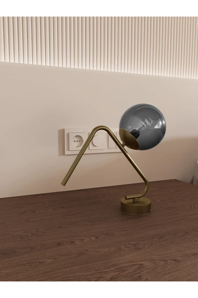 avizade VİNA Modern Eskitme Gövdeli Füme Cam Küre Masa Lambası - Şık ve Minimalist Tasarım ürün görseli 1
