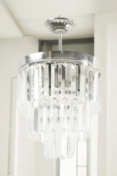 avizade Lüks Krom Kristal Taşlı Modern Plafonyer Avize. Salon/Mutfak/Antre/Oturma Odası/Mağaza/ShowRoom ürün görseli 1