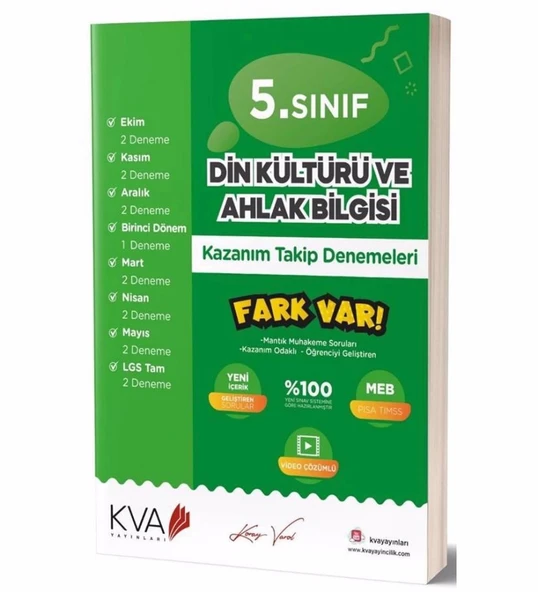 Kva 5.Sınıf Din Kültürü Kazanım Takip Denemeleri Koray Varol Akademi ürün görseli 1