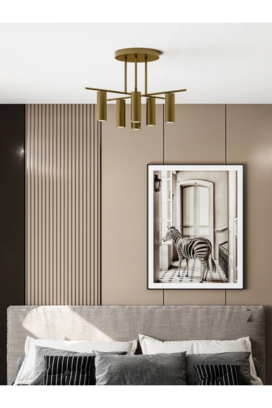 avizade ZENİX Eskitme Metal Gövdeli 6'lı Spot Led Avize – Gu10 Duylu|Modern Salon ve Antre Tavan Aydınlatma ürün görseli 1