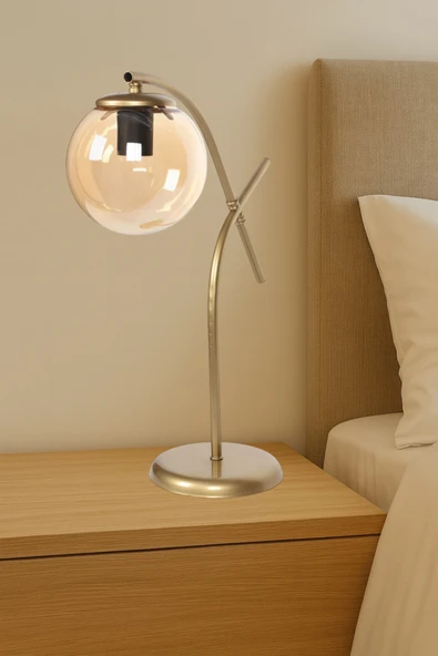 avizade GLOW Eskitme Metal Tekli Bal Rengi Cam Küre Masa Lambası | Modern Dekoratif Aydınlatma ürün görseli 1