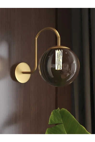 avizade NOA Pilli Eskitme Metal Füme Cam Modern Tasarımlı Kıvrak Duvar Aplik ürün görseli 1