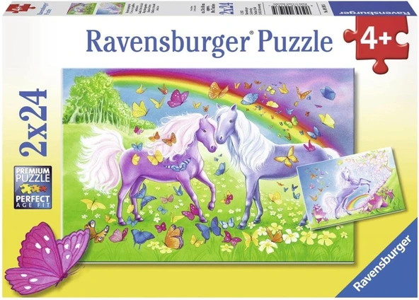 Ravensburger Gökkuşağı Atları Renkli Puzzle 2 x 24 Parça ürün görseli 1