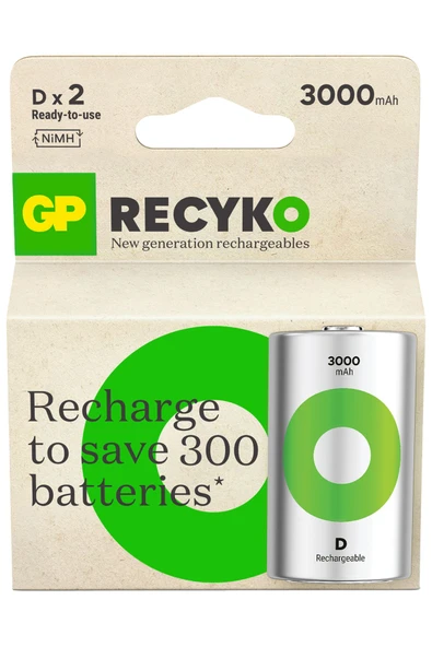 3000 Mah D Boy Şarjlı Pil Büyük Boy (2 Li Paket) Gp300Dhcr21-2Tlb2 ürün görseli 1