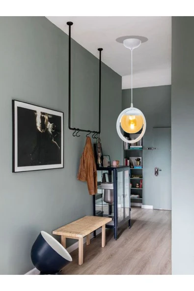 avizade Tekli Beyaz, Bal Camlı Avize-modern-endüstriyel-sarkıt Avize-salon-mutfak-çocuk Odası-oturma Odası ürün görseli 1