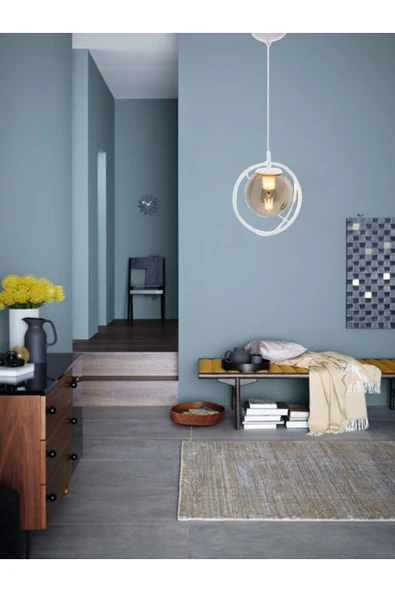 avizade Tekli Beyaz, Füme Camlı Avize-modern-endüstriyel-sarkıt Avize-salon-mutfak-çocuk Odası-oturma Odası ürün görseli 1
