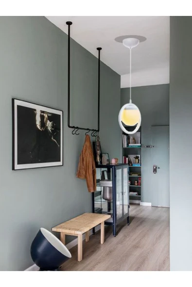 avizade Tekli Beyaz, Beyaz Camlı Avize-modern-endüstriyel-sarkıt Avize-salon-mutfak-çocuk Odası-oturma Odası ürün görseli 1