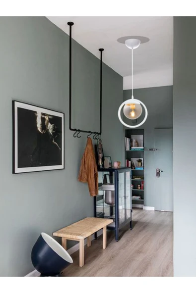 avizade Tekli Beyaz, Füme Camlı Avize-modern-endüstriyel-sarkıt Avize-salon-mutfak-çocuk Odası-oturma Odası ürün görseli 1