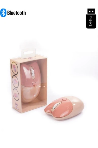 Sevimli Kedi Kablosuz Sütlü Çay Bluetooth Mouse ürün görseli 1