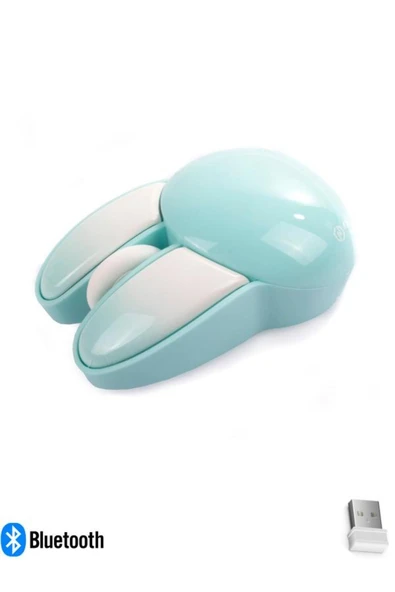 Sevimli Tavşan Kablosuz Mavi Bluetooth Mouse - Resim 2