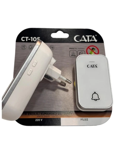 Cata Ct-105 Pilsiz 220V Enerjili Kumandalı Zil Beyaz ürün görseli 1