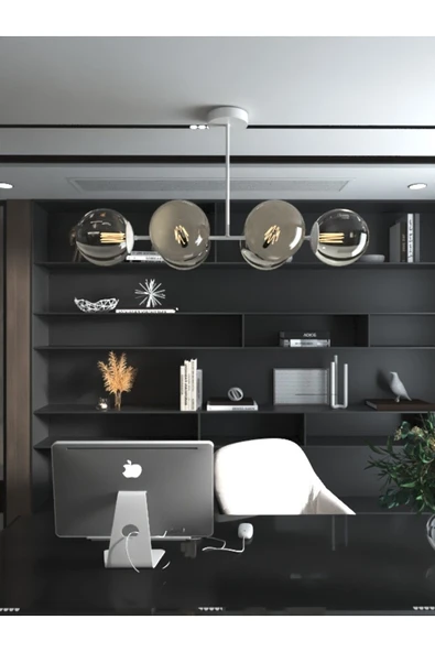 avizade Vella 6'lü Glop Füme Rengi Cam Detaylı Modern Lüks Avize ürün görseli 1