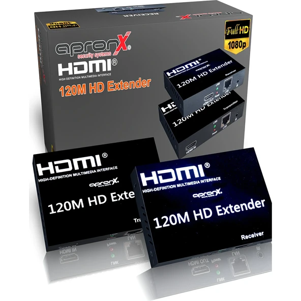 Apx-120M-B Cat5E-Cat6 120 Metre Fullhd 1080P Hdmi Extender ürün görseli 1